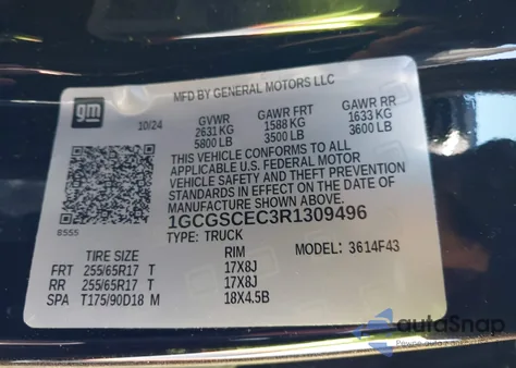 2024 Chevrolet Colorado 2Wd Lt из США, поврежденный, VIN 1GCGSCEC3R1309496